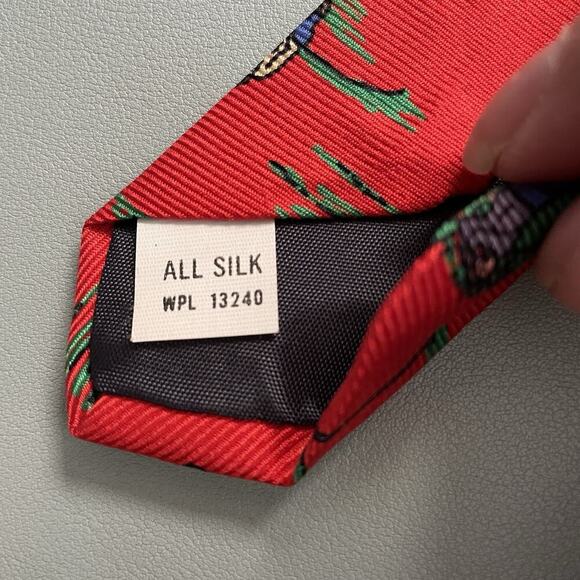 Vintage Jacobs Roberts LTD 100% Silk Tie 55” Red Novelty Golf Golfer Preppy - Picture 5 of 6